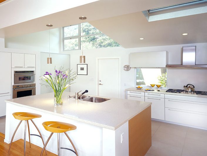 Clean, white, modern kitchen