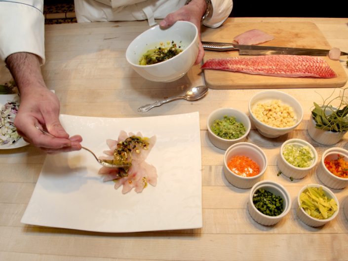 preparing sashimi dinner